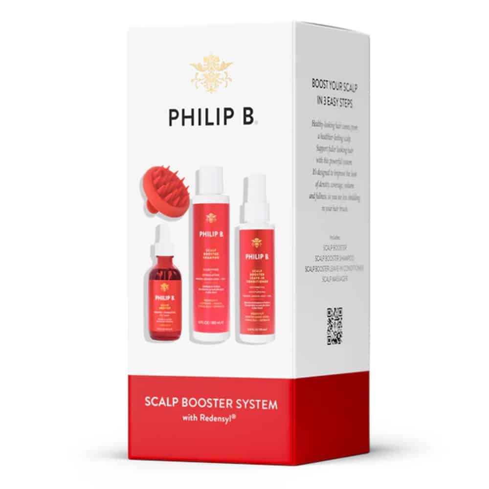 Philip B Scalp Booster System, fire-trins sæt med shampoo og massager