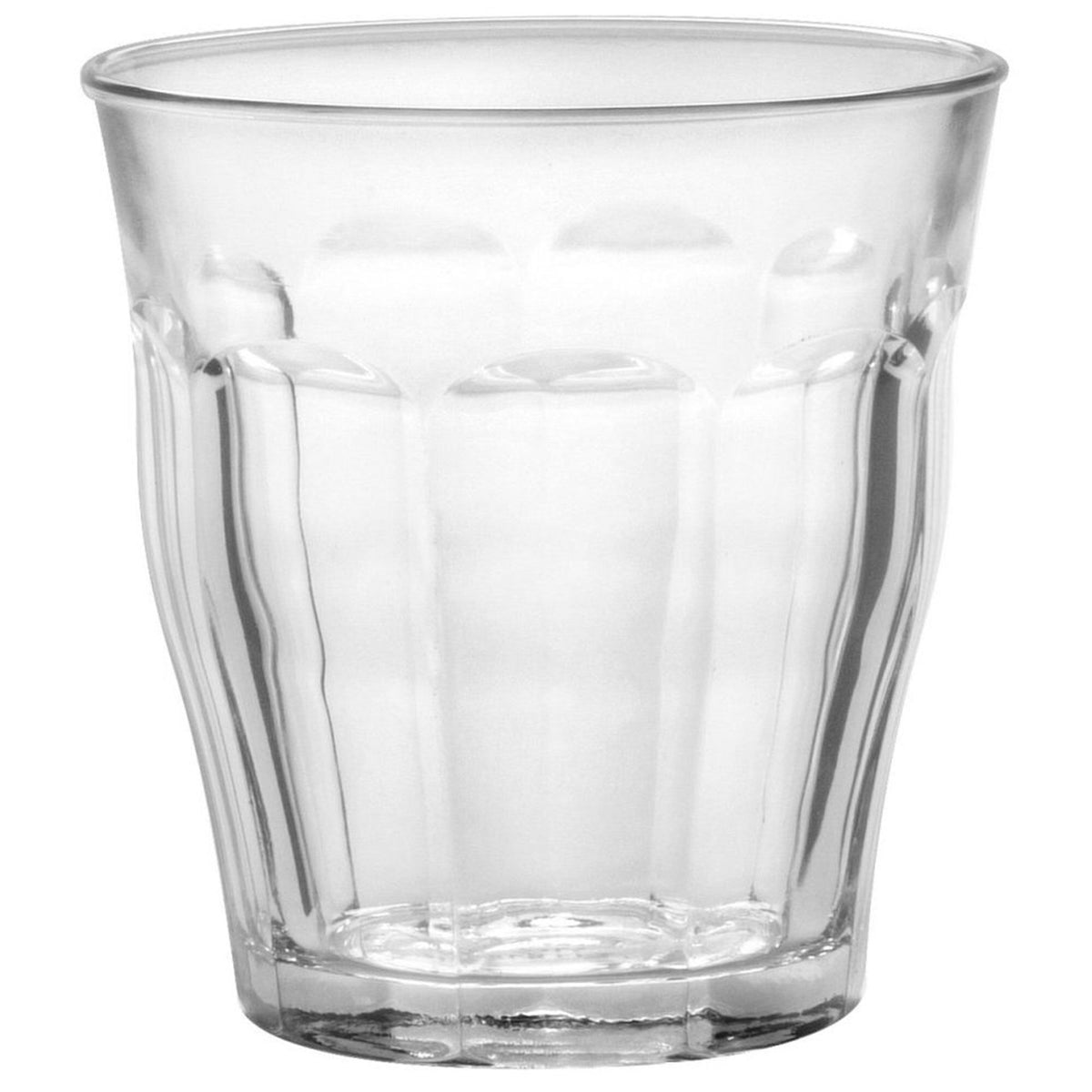 Seks klare Duralex Picardie glas på 25 cl med facetteret overflade