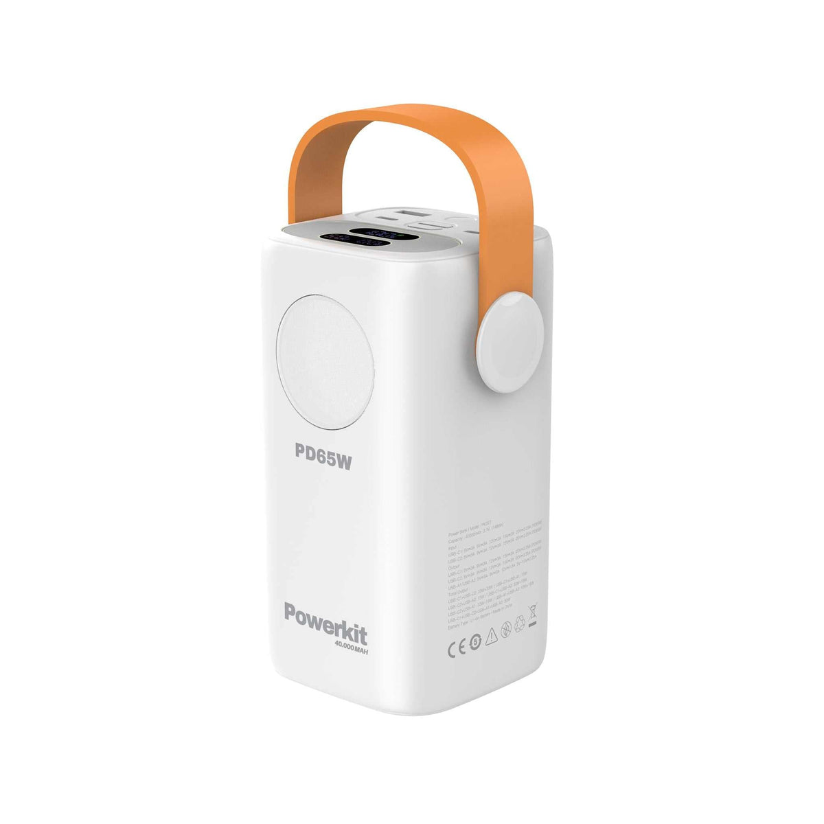 Hvid Powerkit power station på 40.000 mAh med indbygget display