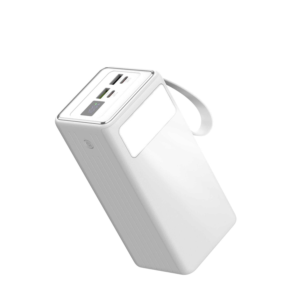 Hvid Powerkit powerbank på 50.000 mAh med indbygget display