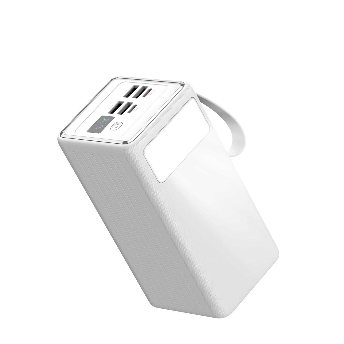 Hvid Powerkit powerbank på 60.000 mAh med indbygget display