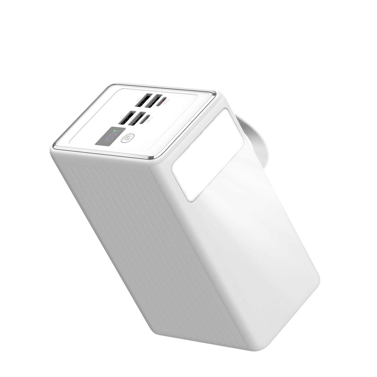 Hvid Powerkit powerbank på 80.000 mAh med indbygget display