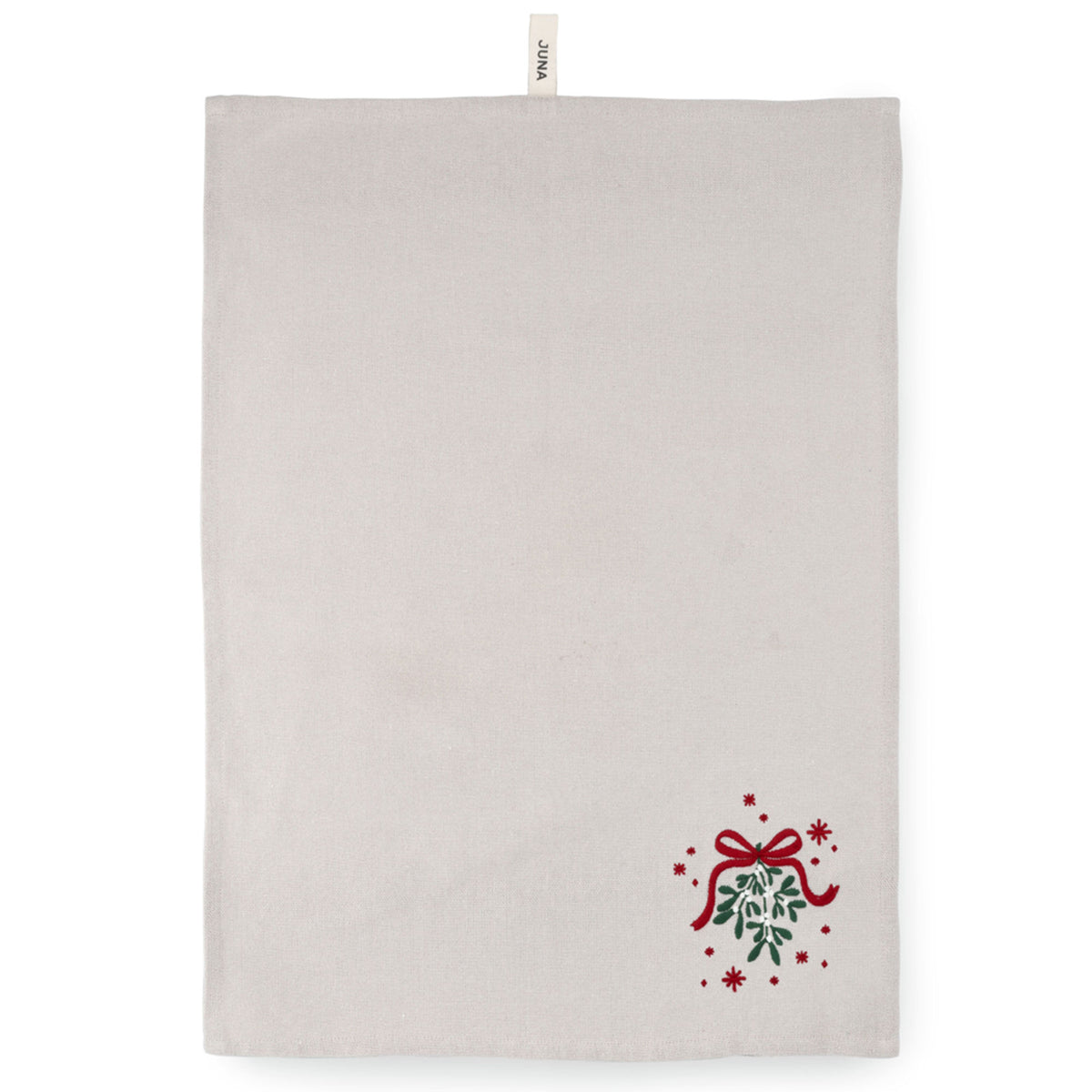 Sandfarvet Juna Christmas Fable viskestykke på 50 x 70 cm