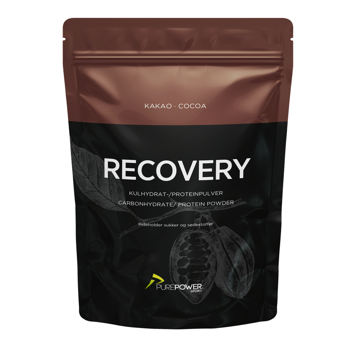 PurePower Recovery kakao, pulver til shake med kulhydrat og protein, 1 kg