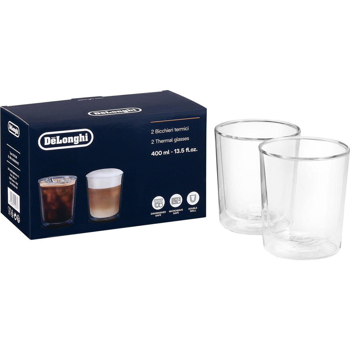 DeLonghi dobbeltvæggede termoglas på 400 ml i 2-pak