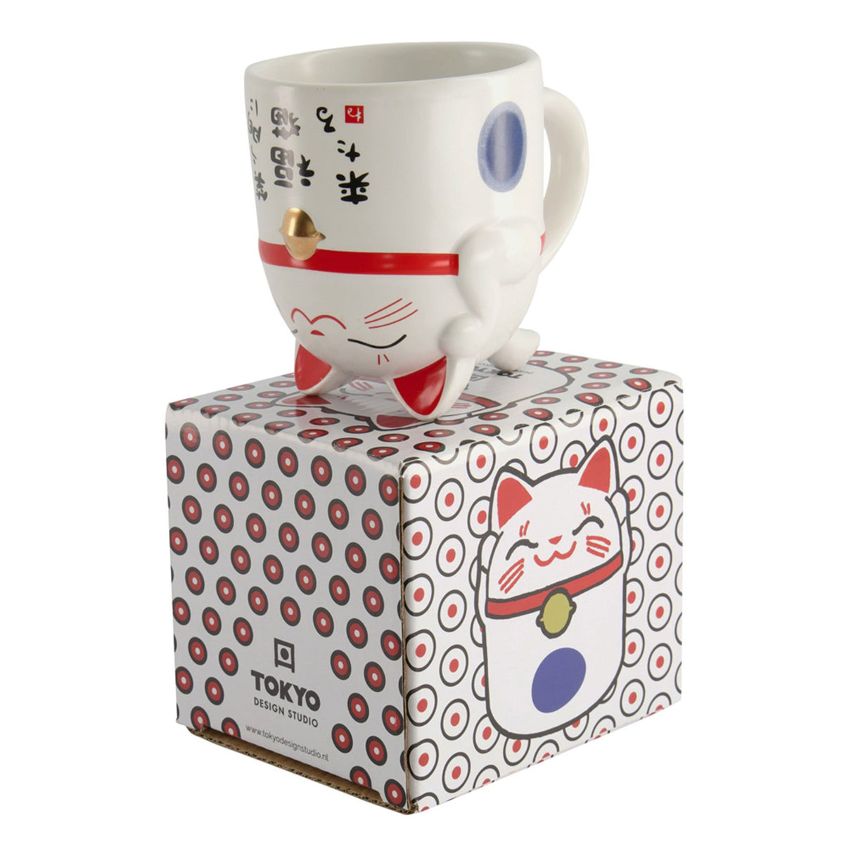 Blåt Kawaii Lucky Cat krus fra Tokyo design studio, 35 cl