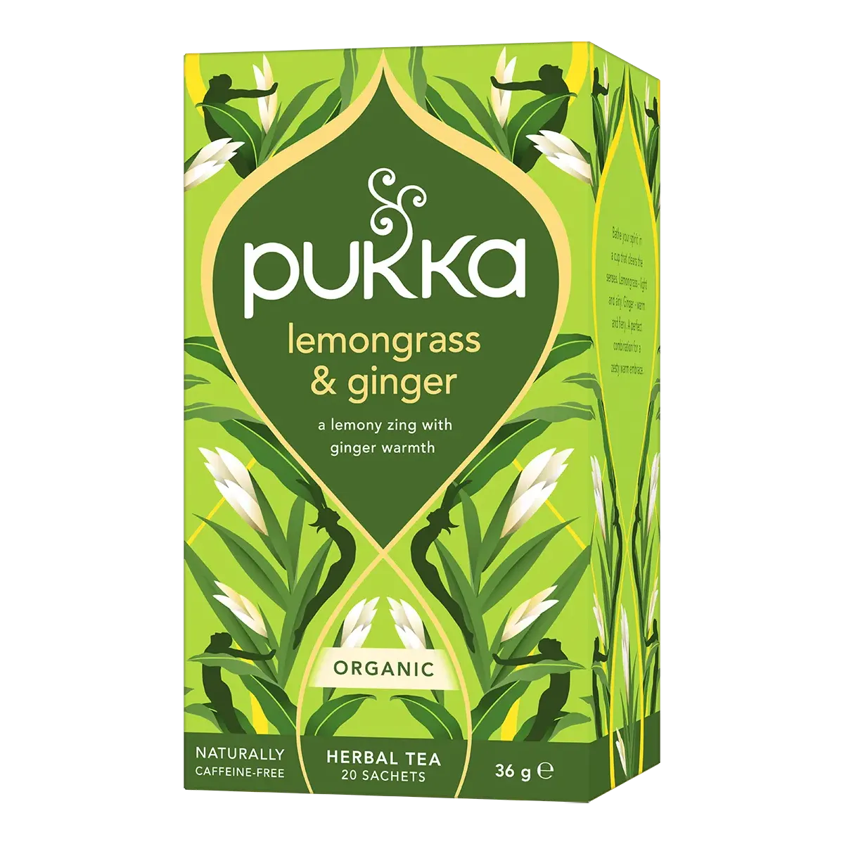 Pukka Lemongrass & Ginger te i breve med citrongræs og ingefær