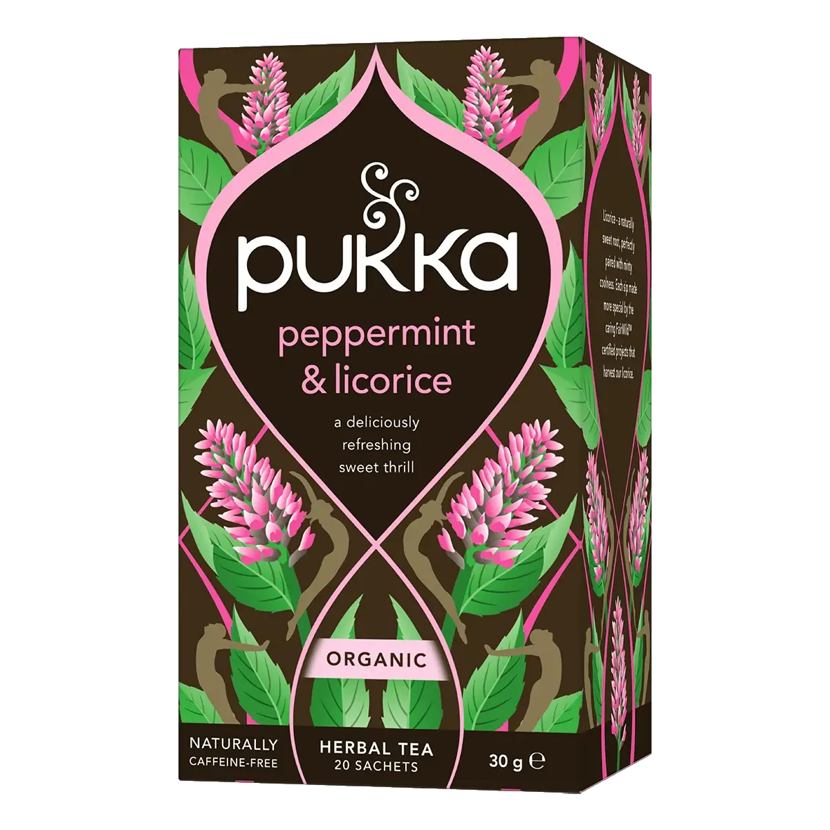 Pukka Peppermint og Licorice brevte med lakridsrødder og pebermynteblade