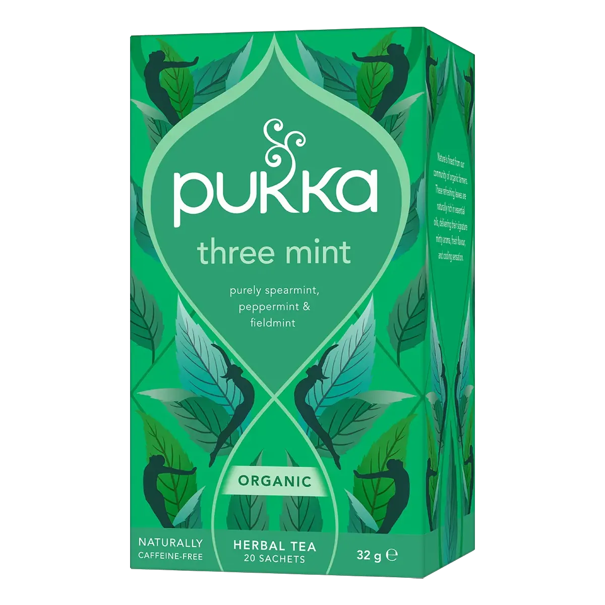 Pukka Three Mint brevte med grøn mynte, agermynte og pebermynte