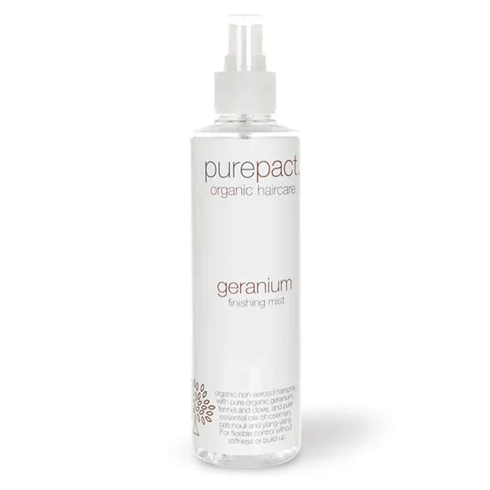 Purerené Geranium Finishing Mist i 250 ml, organisk finishing-spray til hår