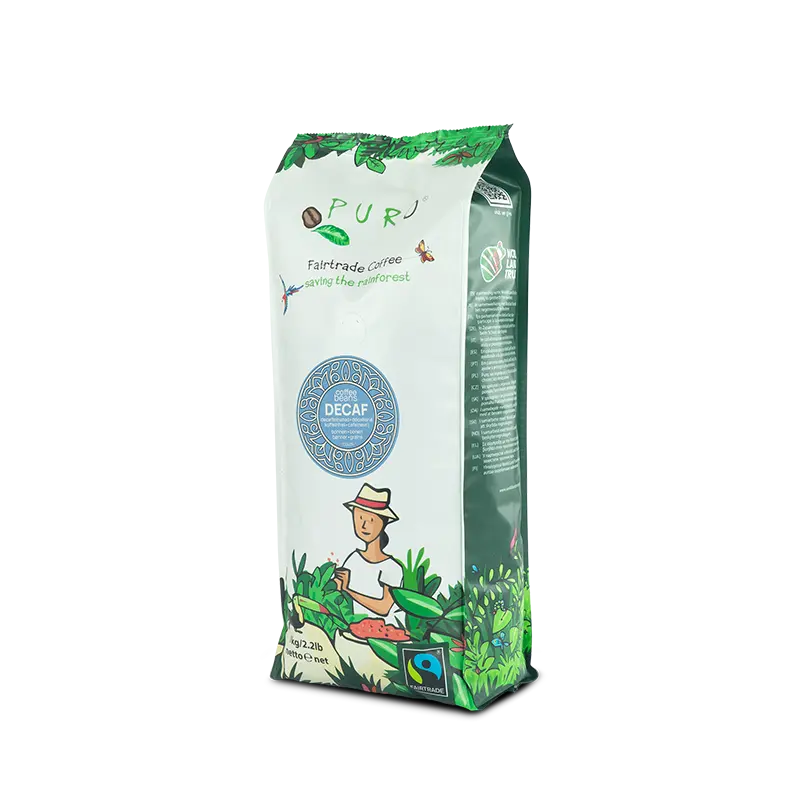 Puro koffeinfri kaffebønner, mellemristet Arabica-blend i kilopakning