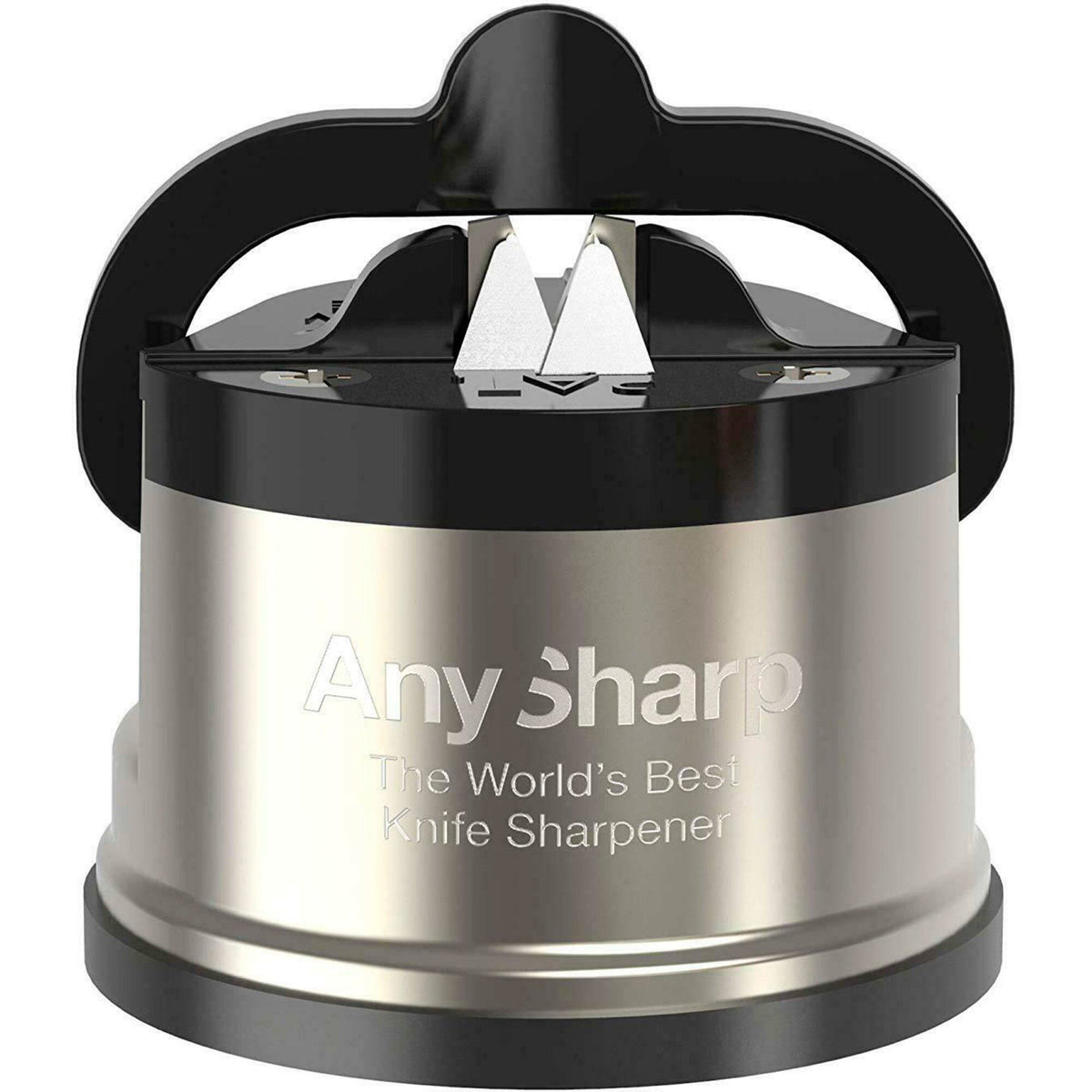 Anysharp Pro Silver knivsliber med kraftig sugekop og slibeblade af tungsten