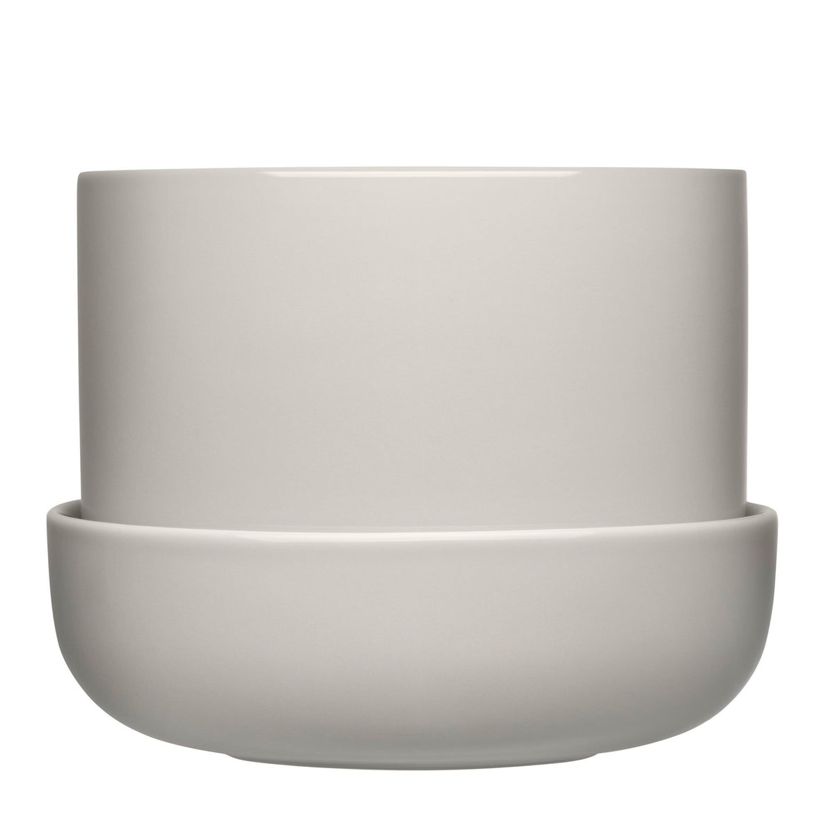 Lysegrå Iittala Nappula urtepotte med underskål, 17 x 13 cm