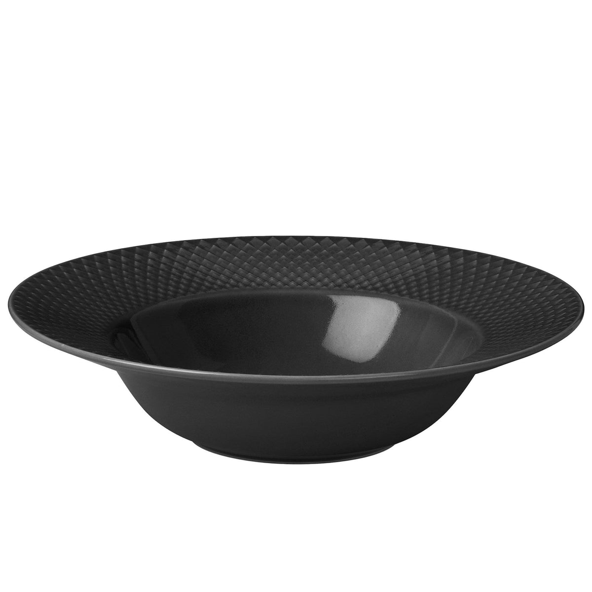 Mørkegrå Lyngby Porcelæn Rhombe Earth dyb tallerken, 24,5 cm