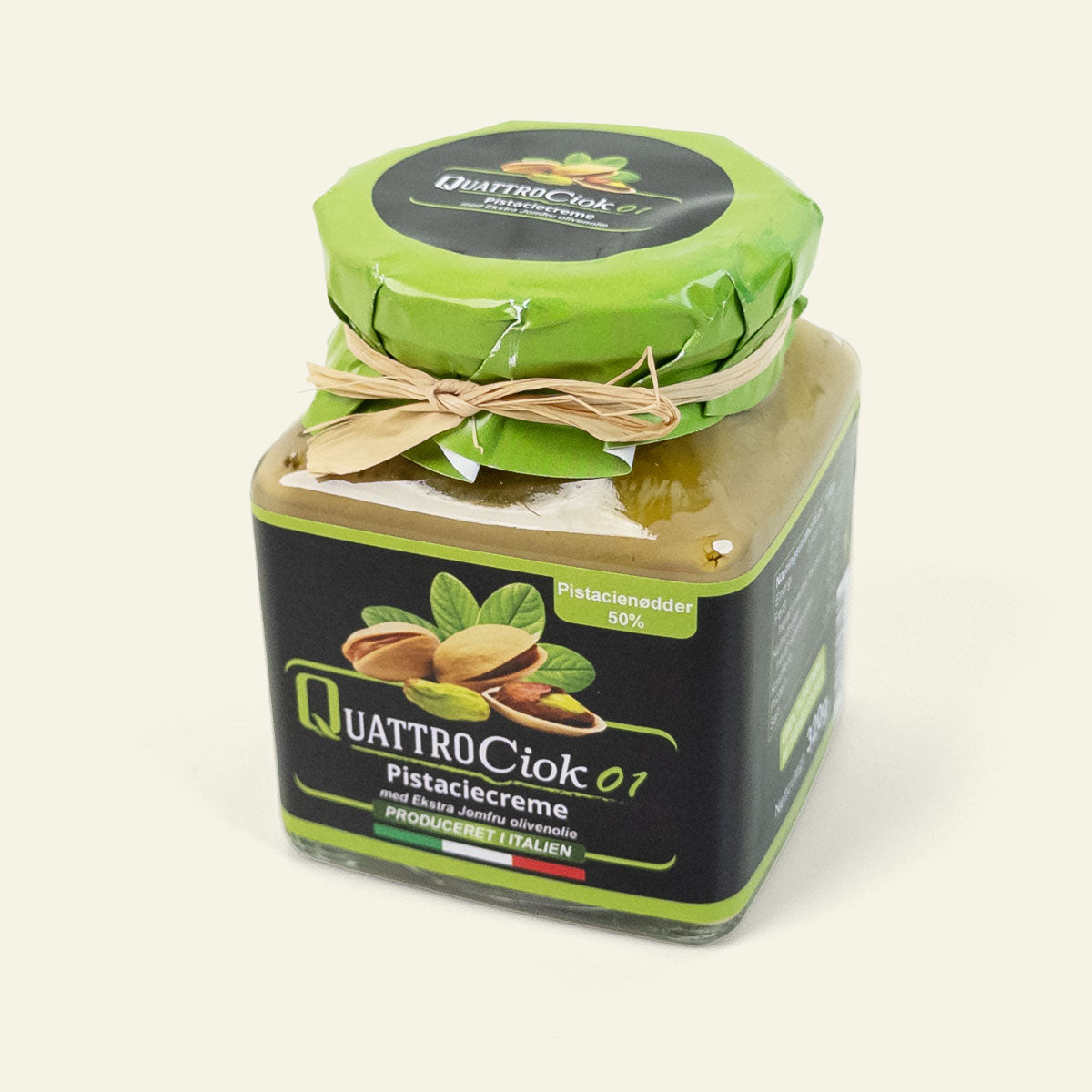 Glas med Quattrociocchi Crema di Pistacchio, pistaciecreme