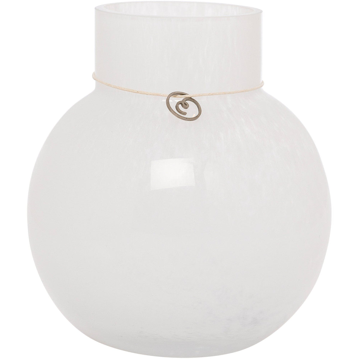 Ernst hvid rund glasvase med en diameter på 13 cm