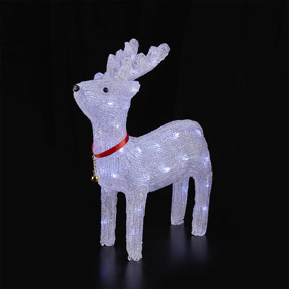 Rensdyr i akryl med LED-lys, 40 cm højt og 21 cm langt, til julepynt