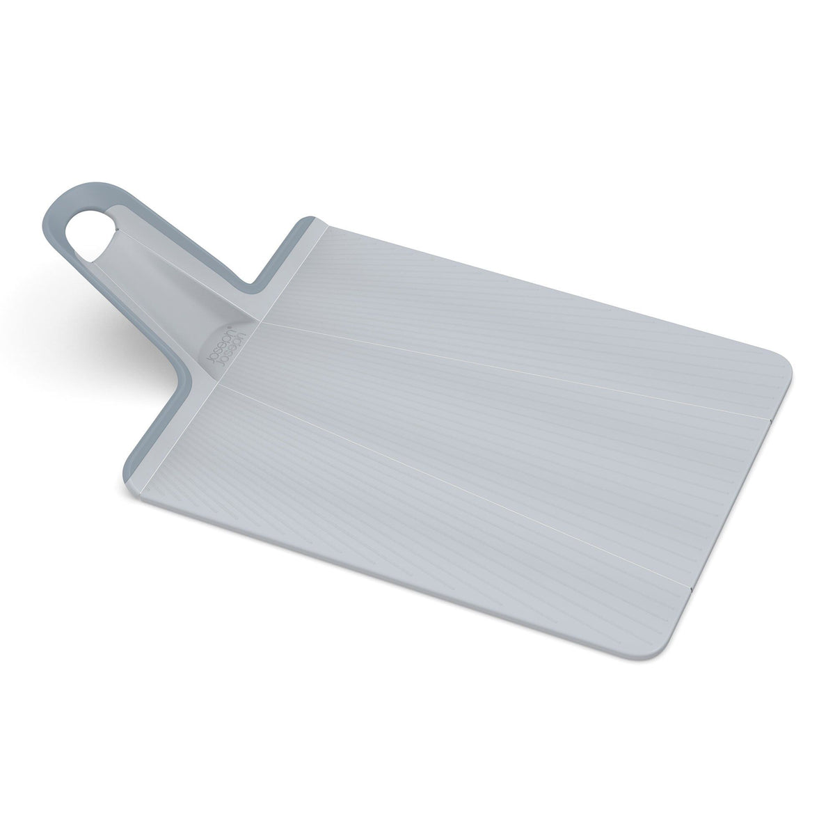 Lyseblåt Joseph Joseph Chop2Pot Plus sammenklappeligt skærebræt, 38 x 21 cm