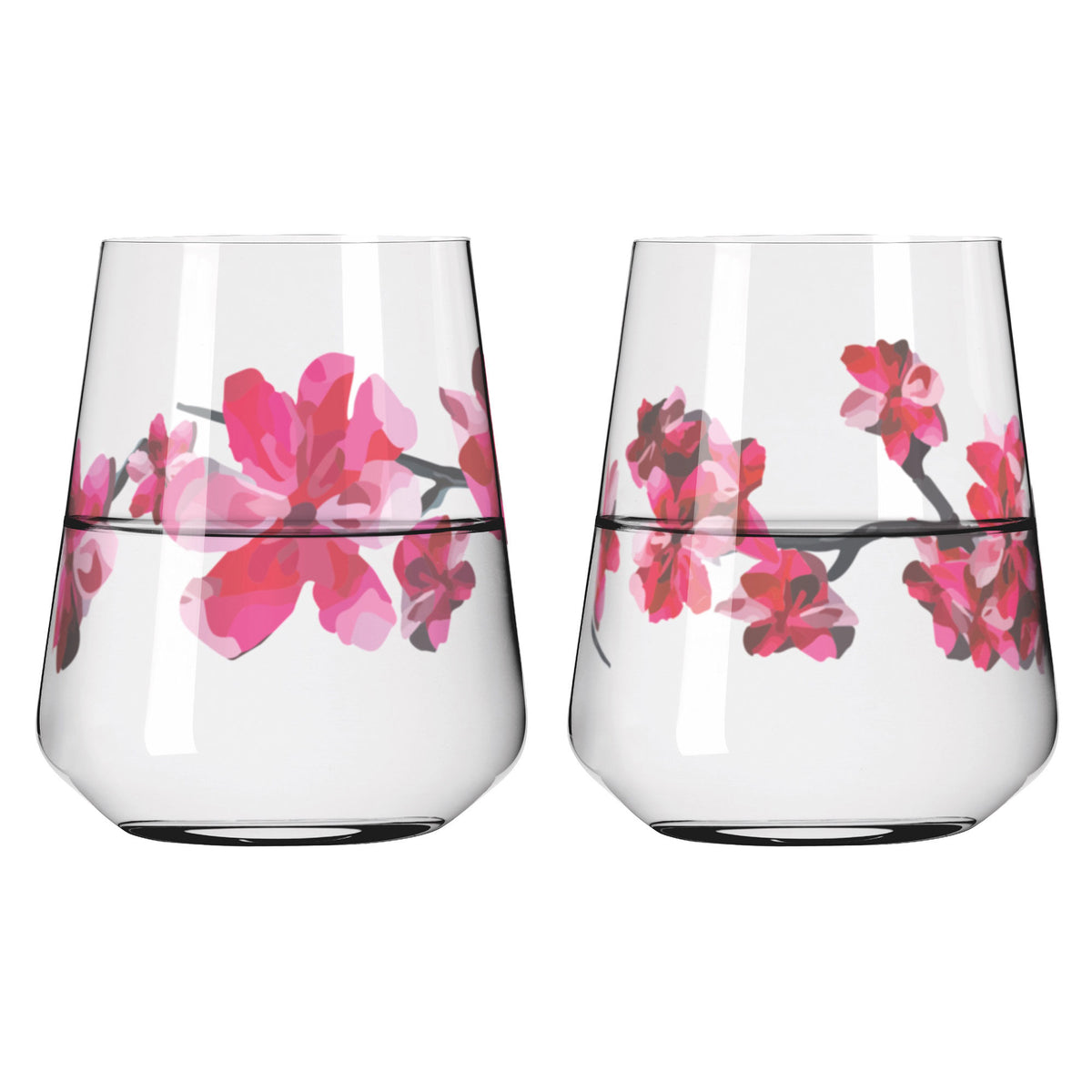 To Ritzenhoff Sommersonett vandglas i krystal med farverigt sommerdesign