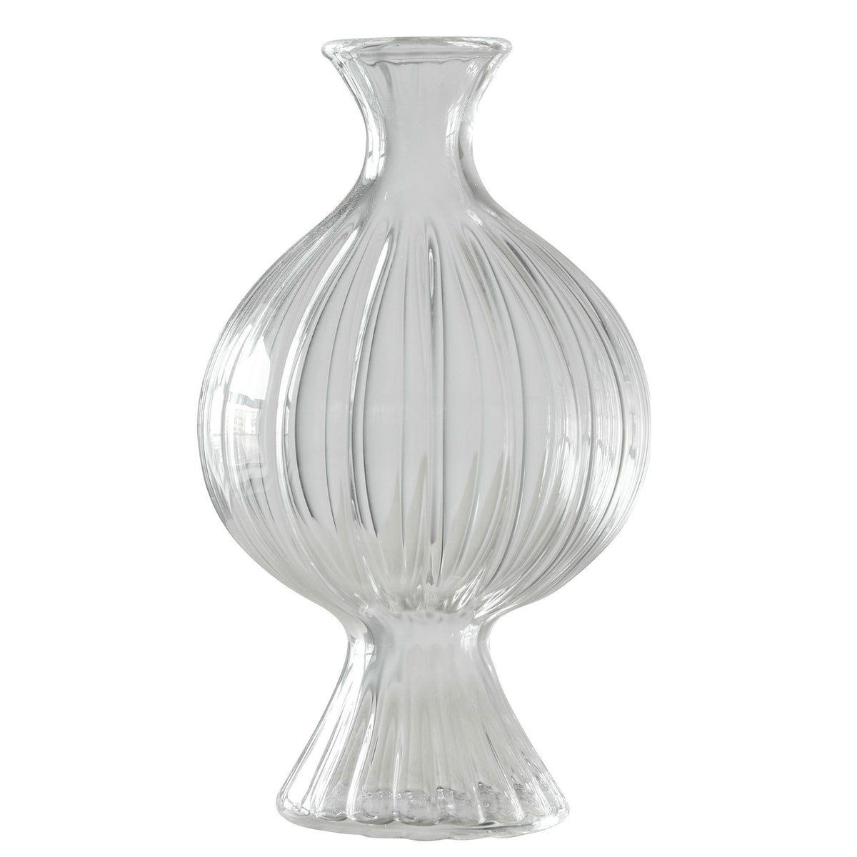Slank transparent Como Ripple vase i borosilikatglas med rifler