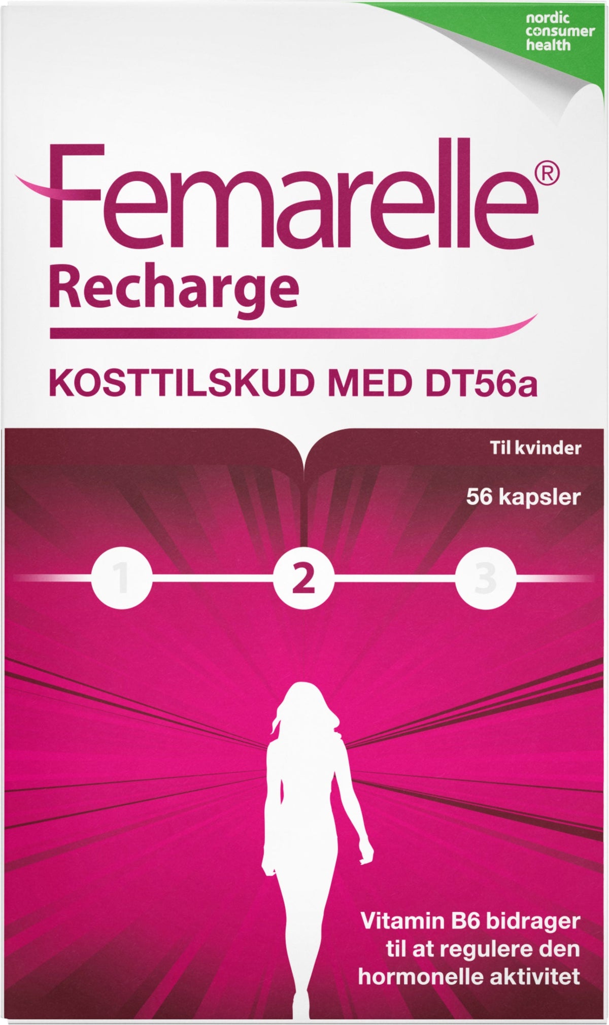Pakning med Femarelle Recharge, 56 kapsler