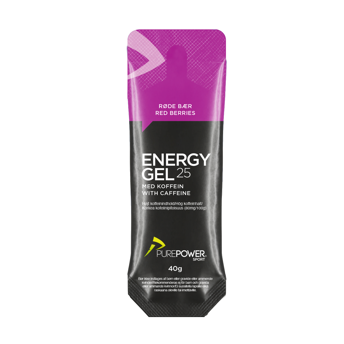 PurePower Energy Gel 25 med koffein og smag af røde bær, 40 g