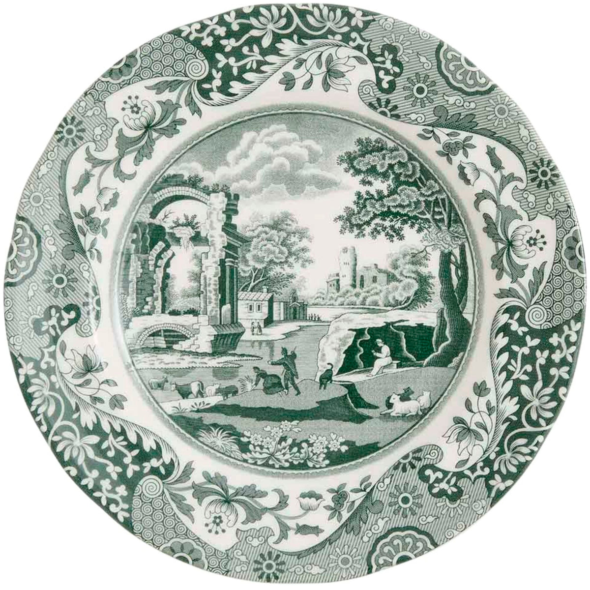 Spode Heritage Green Italian tallerken på 20 cm i grøn og hvid