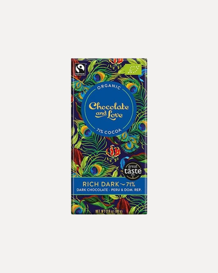 Plade Chocolate and Love Rich Dark økologisk mørk chokolade 71 %