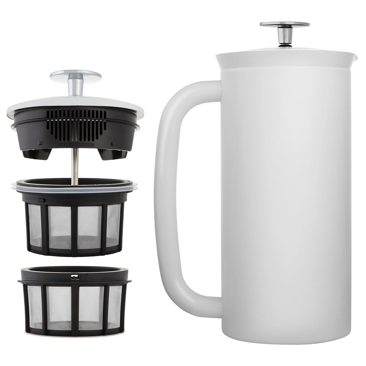Hvid Espro P7 stempelkande i stål, 1 liter, til kaffe og te