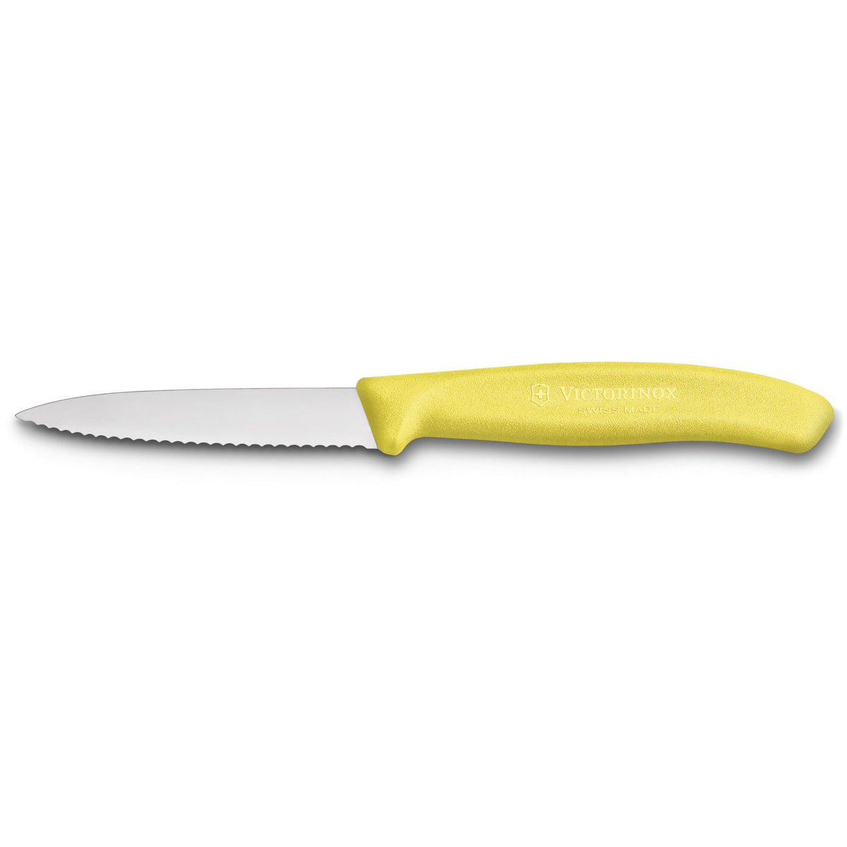 Gul Victorinox takket urtekniv med nylonskæfte og 8 cm blad