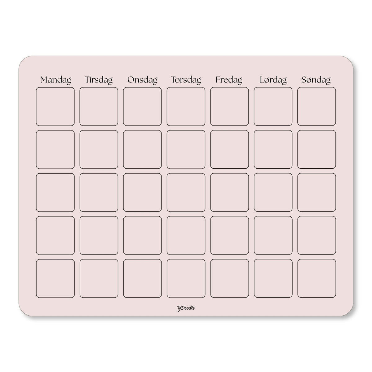 ToDoodle organiseringstavle i rosa som stor skrivetavle til hverdagens planer