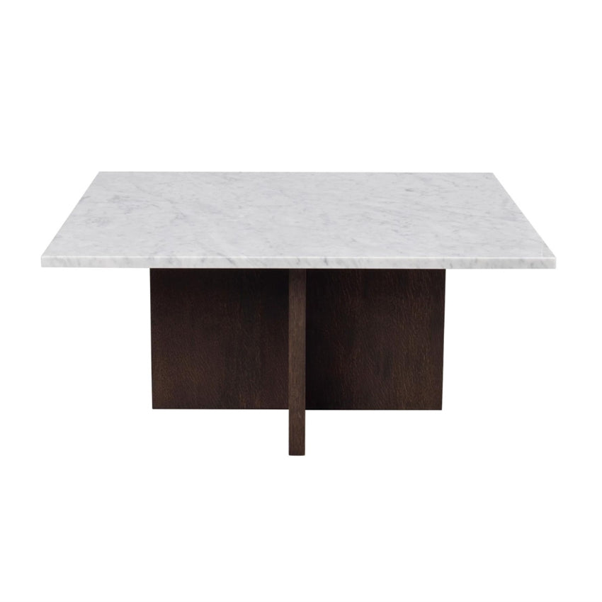 Rowico Home Brooksville sofabord i hvid marmor og brunbejdset eg