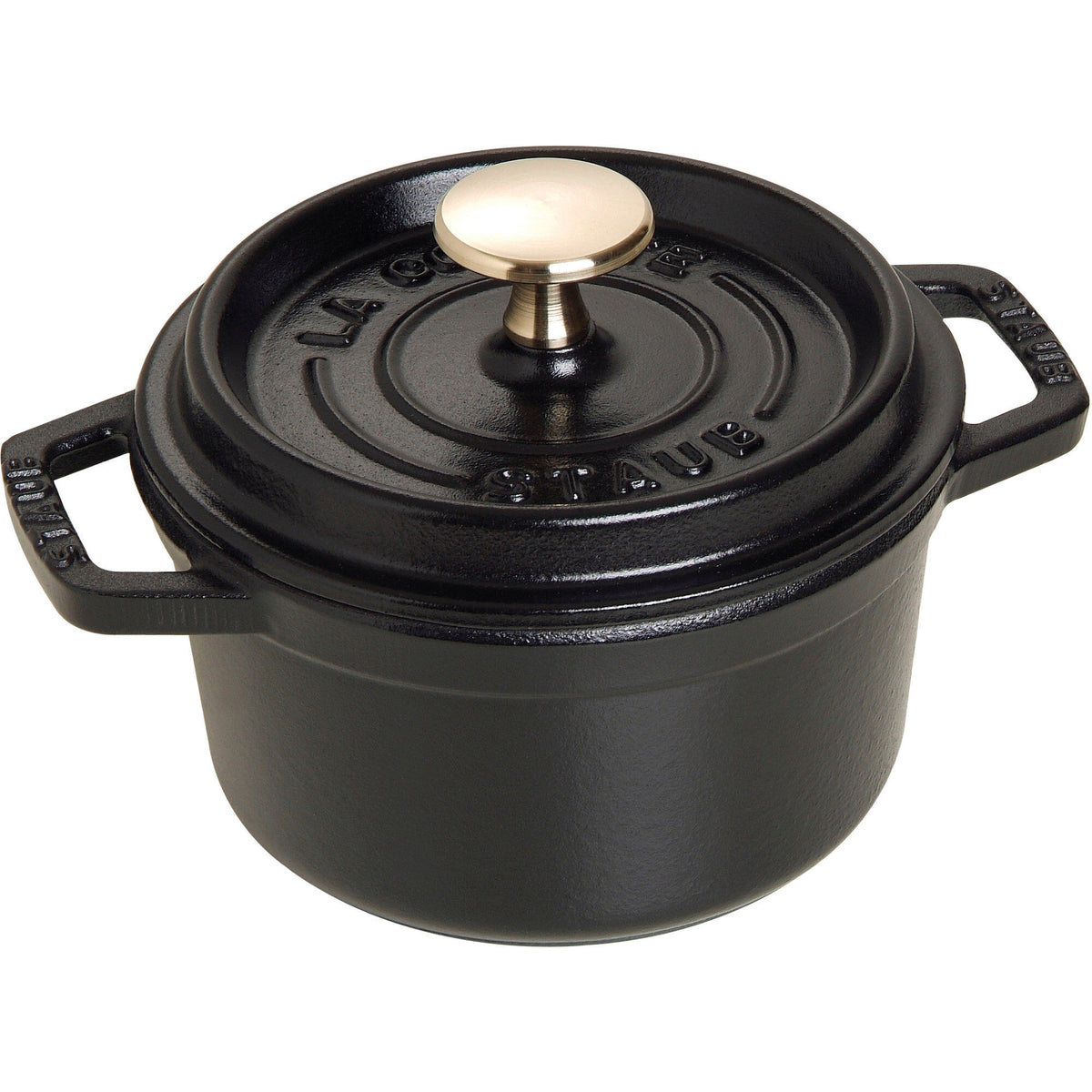 Sort rund Staub La Cocotte i støbejern, 0,8 liter