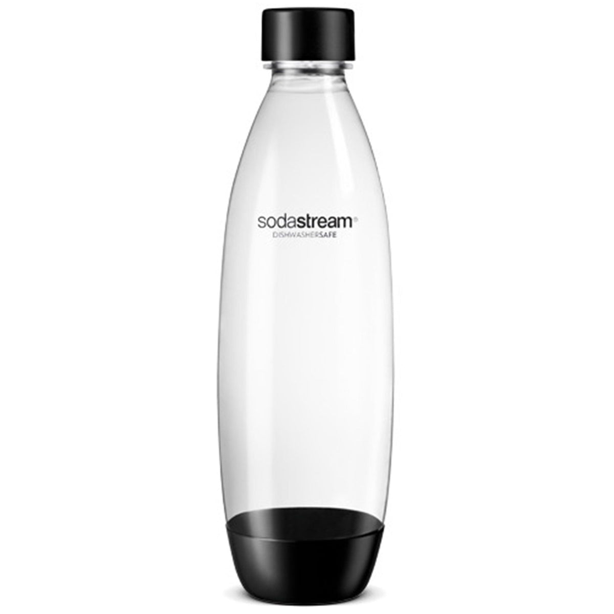 To sorte SodaStream Fuse-flasker på 1 liter med dråbeformet design og prop