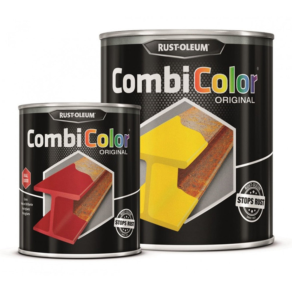 Dåse med Rust-Oleum CombiColor metalmaling i blank sort 9005, 2,5 L