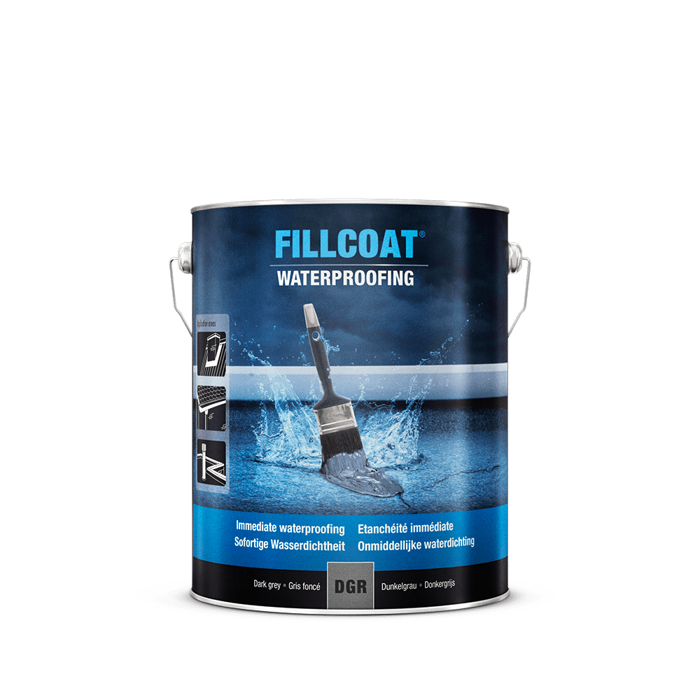 Dåse med Rust-Oleum Fillcoat tagtætning i lys grå, 1 liter