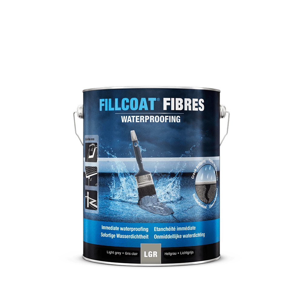 Dåse med Rust-Oleum Fillcoat med fibre tagtætning i mørk grå, 1 liter