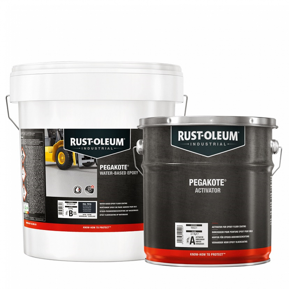 Rust-Oleum Pegakote vandbaseret epoxymaling i lysegrå RAL 7035, 15 kg
