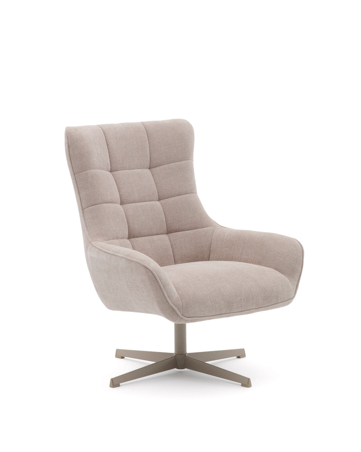 Kave Home Teryl lænestol med armlæn i beige chenille og grå metal