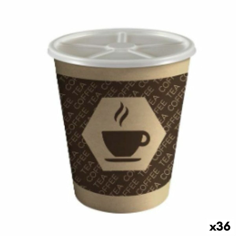 Drikkeglas med låg Algon Pap Engangsanvendelse Kaffe 36 stk 12 Dele