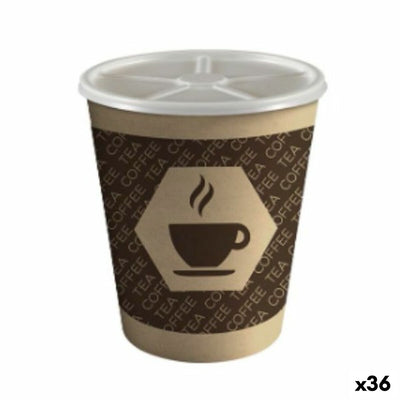 Drikkeglas med låg Algon Pap Engangsanvendelse Kaffe 36 stk 10 Dele