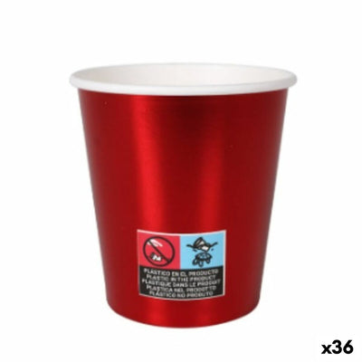 Drikkeglas sæt Algon Pap Engangsanvendelse Rød 36 stk 200 ml 10 Dele