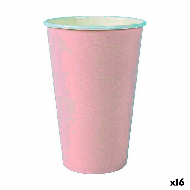 Drikkeglas sæt Algon Engangsanvendelse Pap Pink 7 Dele 450 ml 16 stk