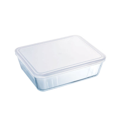 Rektangulær madkasse med Låg Pyrex Cook&freeze 28 x 23 x 10 cm 4,2 L Gennemsigtig Glas Silikone (3 enheder)