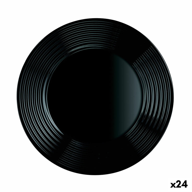 Flad tallerken Luminarc Harena Negro Sort Glas 25 cm 24 stk