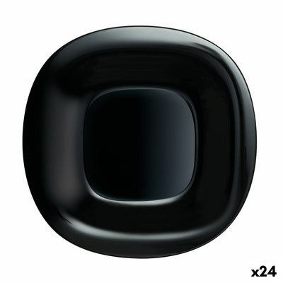 Flad tallerken Luminarc Carine Negro Sort Glas Ø 26 cm 24 stk
