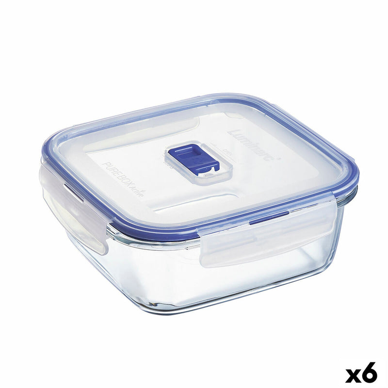 Hermetisk madkasse Luminarc Pure Box Active 1,22 L To-farvet Glas (6 enheder)