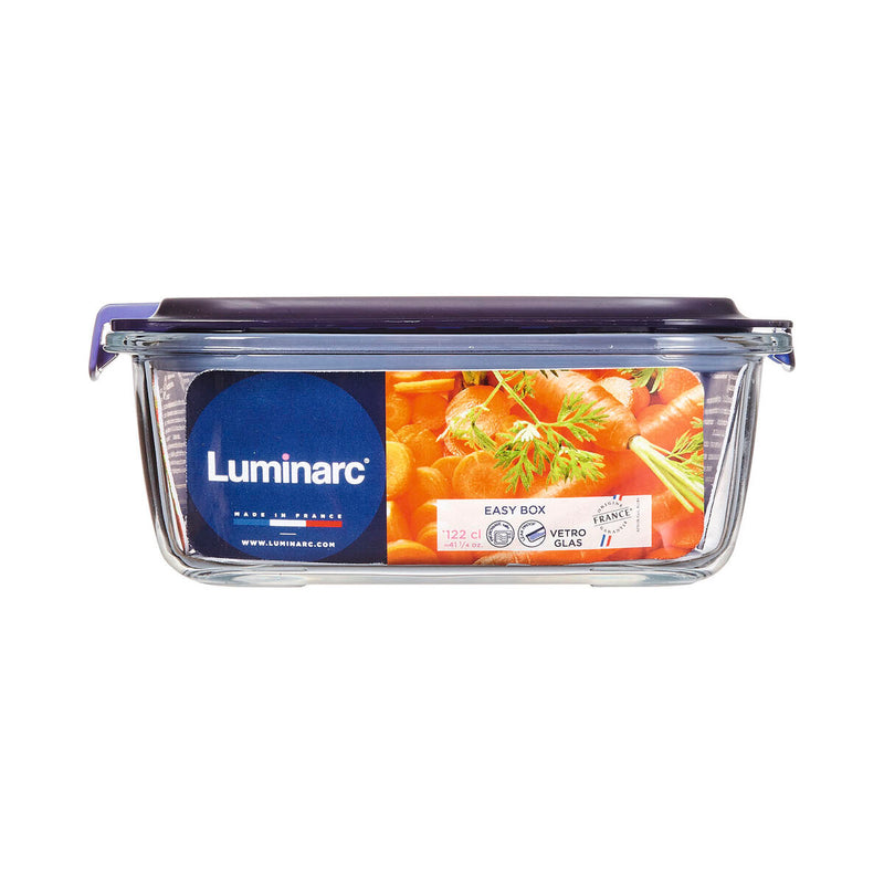 Hermetisk madkasse Luminarc Easy Box Blå Glas 6 stk 1,22 L