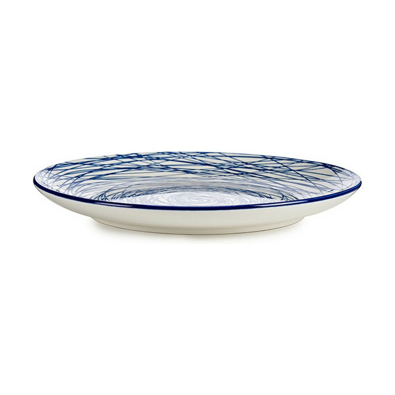 Flad tallerken Striber Blå Hvid Porcelæn 24 x 2,8 x 24 cm 6 stk