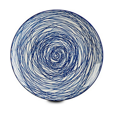 Flad tallerken Striber Blå Hvid Porcelæn 24 x 2,8 x 24 cm 6 stk
